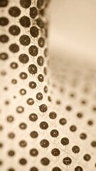 Close-up of a patterned, curved, and textured surface