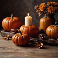DIY Fall Table Decorations with Pumpkins, Leaves, and Candles