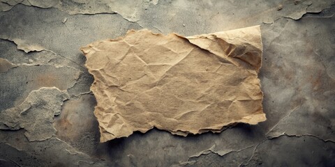 Aged Crumpled Paper on a Weathered Surface, Evoking a Sense of History and Mystery