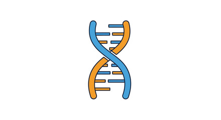Stylized dna double helix structure exhibiting blue and orange colored components