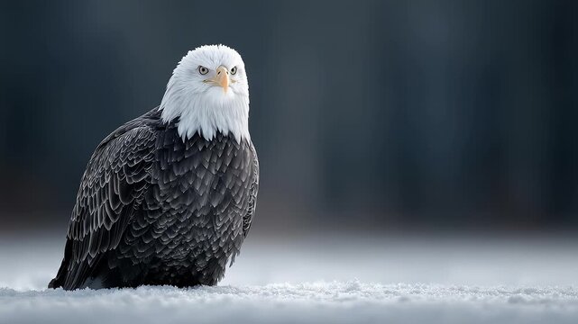 Bald Eagle in Snow, Piercing Gaze, Kingly Demeanor