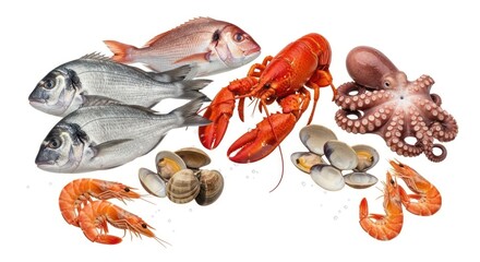 Fresh and Delicious Assortment of Seafood and Shellfish Food Cuisine