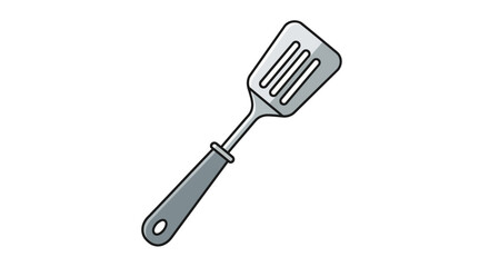 A kitchen essential icon: Grayscale spatula illustration for food preparation guide and cooking