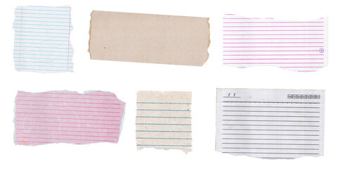 set ripped torn lined paper on transparent background, paper cut out design element, graphic...
