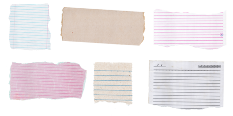 set ripped torn lined paper on transparent background, paper cut out design element, graphic design, elements, light brown, elements