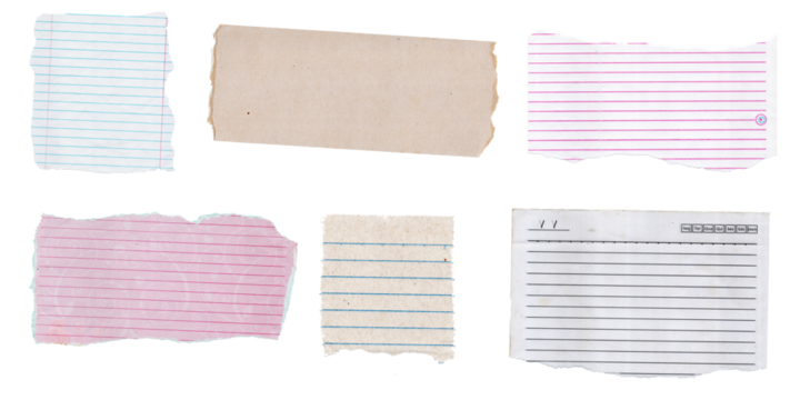 set ripped torn lined paper on transparent background, paper cut out design element, graphic design, elements, light brown, elements