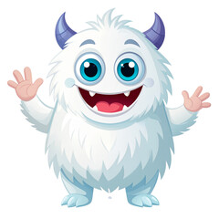 Obraz premium A cheerful three-eyed monster character, smiling and waving, perfect for children's books, Halloween themes, or playful designs