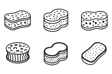 Sponge icons. set of editable filled and outline sponge icons such as sponge, clean. one line Icon drawing with white background