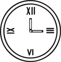 Simple outline clock face with roman numerals indicating time