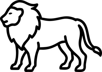Minimalist Lion Icon in Black Silhouette Style