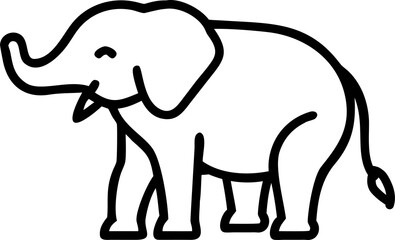 Minimalist Elephant Icon in Black Silhouette Style