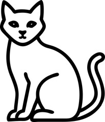 Minimalist Cat Icon in Black Silhouette Style