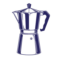 Vintage style illustration of a moka pot for brewing delicious italian coffee