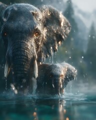 Close encounter with giant elephant in wilderness high resolution photo