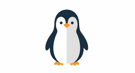 Simple cartoon penguin illustration with minimalist design on a blank background