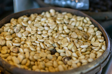 Coffee beans drying in the sun. Coffee plantations at coffee farm
