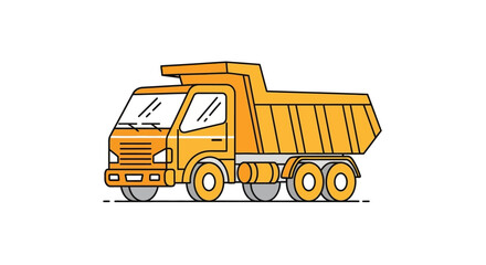 Cartoon Illustration of a Dump Truck, Construction Vehicle, Hauling Concept Design