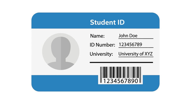 Stylized student identification card for university access and student verification