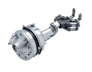 精密に設計されたロボット関節メカニズムのクローズアップ｜背景なし・透過PNG・コピースペース