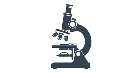 Silhouette of a microscope used in laboratory to observe small objects for science research and