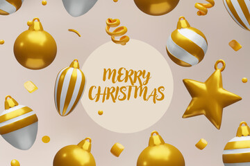 3D Falling Gold Baubles