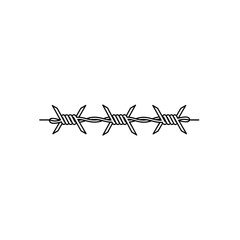 Barbed wire fence illustrated in minimalist black and white style  
