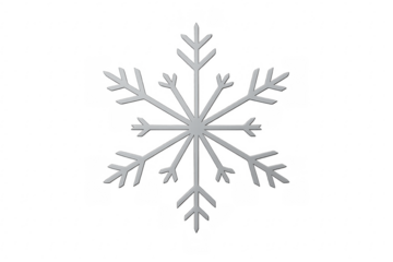 Silver snowflake symbol on transparent winter background