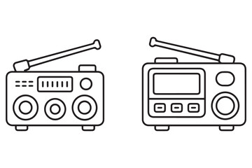 outline radio icons. one line Icon drawing with white background