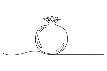 Pomegranate Icon. one line Icon drawing with white background