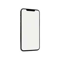 Cellphone has a blank white screen, isolated on a black background