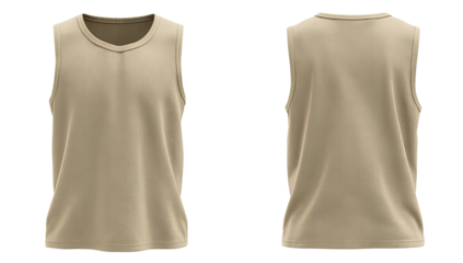 Beige sleeveless top, front and back view