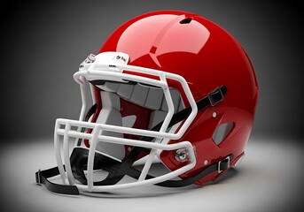 Fototapeta premium Red American Football helmet. Side view