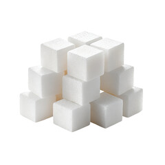 Obraz premium Stack of white sugar cubes, pyramid formation against black background