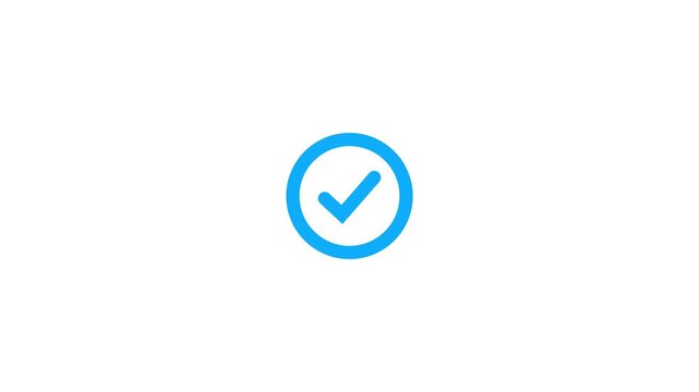 Blue check mark inside a circle on a white background tick symbol