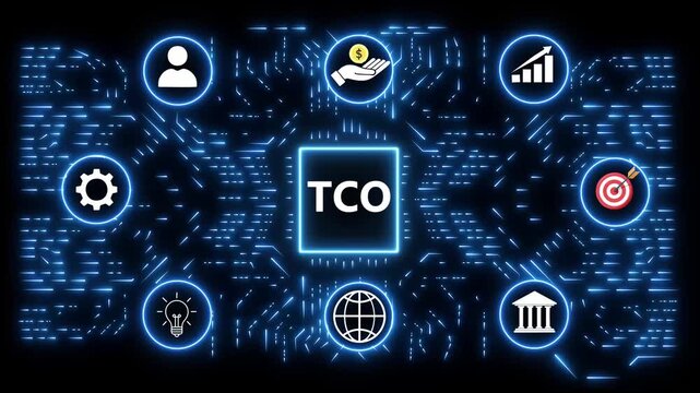 Total Cost of Ownership TCO Business Concept with Icons and Digital Network Background finance