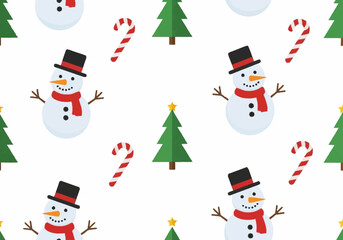 Cute Snowman and Christmas Tree Pattern 1.
