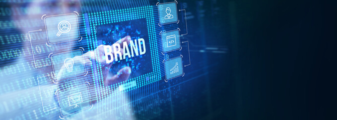 Brand development marketing strategy concept. Business, technology, internet and networking concept.