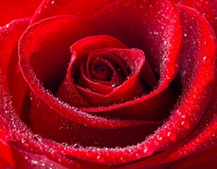 Close-up of a vibrant red flower with water droplets