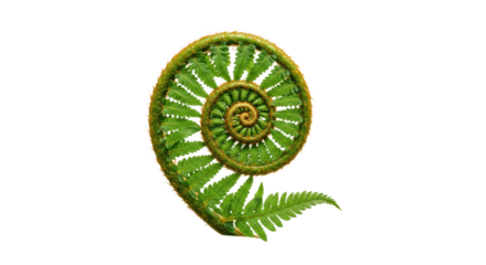Green Fern Frond Spiral Unfurling Natures Fibonacci Sequence.