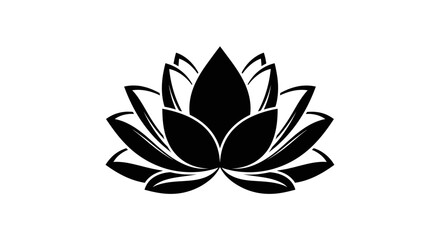 Stylized black lotus flower with radiating petals on a white background