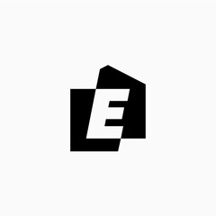 letter e house home mortgage real estate living logo vector icon illustration
