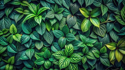 Fototapeta premium Lush Green Foliage A Vibrant Tapestry of Tropical and Subtropical Leaf Textures and Shades