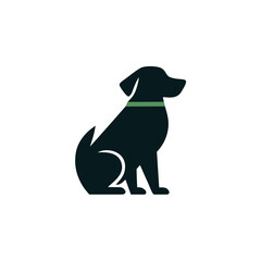 Stylized Silhouette of a Seated Dog with Green Collar