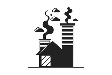 Chimney with dual smoke swirl winter home decor icon  