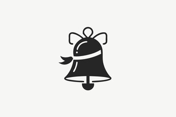 Ribbon bell silhouette festive decoration celebration icon  