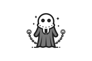 Ghost silhouette floating chains spooky haunted Halloween icon design