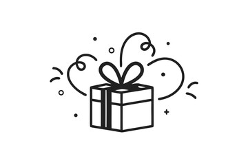 Looped ribbon burst gift box surprise festive decorative icon