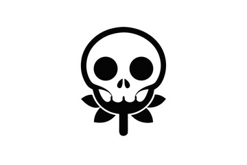 skull with rose icon gothic dark romantic halloween decoration design