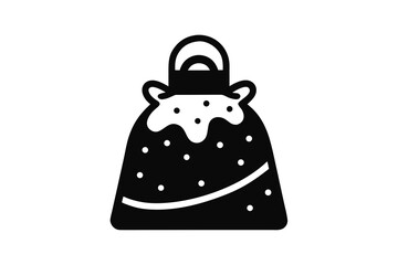 Snowy gift bag icon Christmas present bag covered in snow