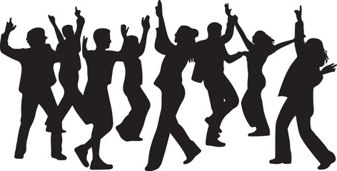 Happy New Year Dance Party Silhouette Vector